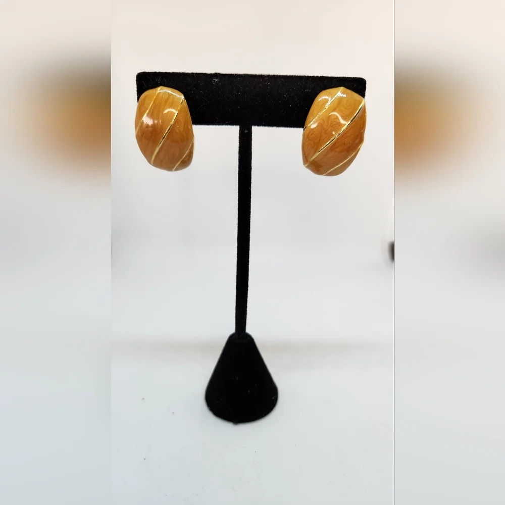 Orange with gold stripe Earrings
